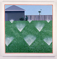 David Hockney / 
A Lawn Sprinkler, 1967 / 
acrylic on canvas / 
48 X 48 (122 X 122 cm) / 
Private collection