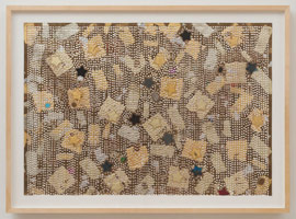 Tom Wudl / Untitled, 1981 / acrylic and gold leaf on paper punch / 26 x 38 in (66 x 96.5 cm)
