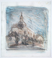 Leon Kossoff / 
From Goya: The Hermitage of San Isidro, 1994 / 
coloured chalks on paper / 
21 1/3 x 19 in. (54.2 x 48.3 cm)