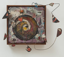Edward Kienholz / 
Untitled (For Jenny), 1960 / 
mixed media assemblage with turntable, wire, and sheet metal elements / 
24 x 22 x 12 in (61 x 55.9 x 30.5 cm) / 
Courtesy of Jennette Kienholz