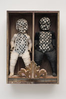 Edward Kienholz / It Takes Two to Integrate (Cha Cha Cha), 1961 / painted dolls, dried fish, glass in wooden box / 31 x 27 x 7 in (78.7 x 68.6 x 17.8 cm) / 
Private collection
