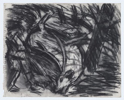 Leon Kossoff / 
From Courbet: The German Huntsman, 1978 / 
charcoal on paper / 
16 x 20 in. (40.5 x 51 cm)