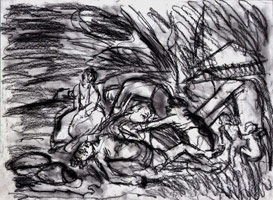 The Lamentation on the Dead Christ #1, 1995  / 
        compressed charcoal on paper  / 
        22 1/16 x 29 7/8 in (56 x 75.9 cm)(paper) 29 x 37 in. (73.7 x 94 cm) (fr)