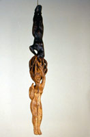 Alison Saar / 
Dark Roots, 1999 / 
wood, tar, plaster, rope, and paint / 
72 x 9 x 10 in (182.9 x 22.9 x 25.4 cm)