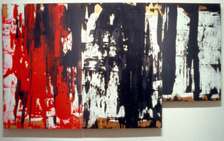 Ed Moses / 
Maint-Man, 1982 / 
acrylic on wood / 
54 x 130 in. (137.16 x 330.2 cm) / 
Private collection