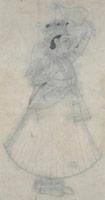 nknown, attributable to the artist Sahiba Ram (India, Rajasthan, Jaipur
      School) / 
      Attendant Waving a Chauri (Ceremonial Fly Whisk), circa 1790 / 
      drawing in brush and black ink,  / 
      stumped with charcoal / 
      Paper: 21 5/8 x 13 1/4 in. / 
      (54.9 x 33.7 cm) / 
      Private collection 