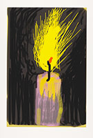 David Hockney / 
Flame, 2009 / 
iPhone drawing printed on paper / 
image: 32 x 21 1/2 in. (81.3 x 54.6 cm) / 
sheet: 37 x 25 1/2 in. (94 x 64.8 cm) / 
Edition of 25