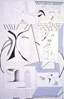 Untitled, 1992 - 94
gouache collage,uniball pen,marker on paper / 
22 1/2 x 15 in (57.2 x 38.1 cm) unframed / 
28 x 20 1/2 in (71.1 x 52.1 cm) framed / 
Private collection