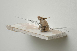Drew Dominick / 
Rabbit, 2005 / 
Sheetrock, hot glue, wire and lead / 
3 x 11.5 x 4 in (7.6 x 29.2 x 10.2 cm) / 
Private collection 