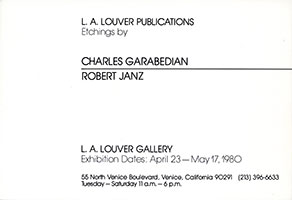 Exhibition announcement, L.A. Louver Publications: Etchings by Charles Garabedian and Robert Janz