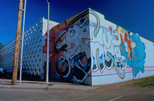 Gajin Fujita / 
Graffiti Beau Monde, 2001 / 
Spray paint / 
24 x 100 feet (7.3 x 30.5 m) / 
Commissioned by SITE Santa Fe