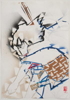 Gajin Fujita / 
      Study of Loyal (Samurai Warrior), 2010 / 
pencil, ink and spray paint on paper  / 
23 x 16 in. (58.4 x 40.6 cm)