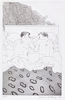 David Hockney / 
Two Boys, from: Illustrations for Fourteen Poems by C.P. Cavafy, 1966 / 
Etching, aquatint on paper