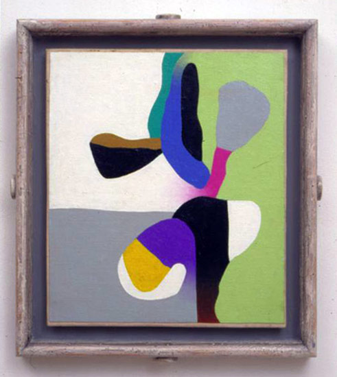 Frederick Hammersley / 
Front & center, 1996 / 
oil on linen / 
14 x 12 in (35.6 x 30.5 cm) / 
Private collection