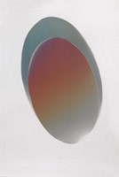 Larry Bell / 
ELIN 76, 1982 / 
aluminum and silicon monoxide on paper / 
52 x 35 in. (132.1 x 88.9 cm)