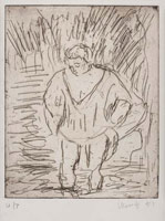 From Rembrandt: A Woman bathing in a Stream / 
      Etching (unique print) / 
      image 19 x 15 cm
