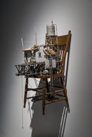 Michael C. McMillen / 
Outpost, 2015 / 
reengineered chair, painted wood and metal, 19th century clock mechanism / 
52 x 19 x 28 in. (132.1 x 48.3 x 71.1 cm)
