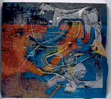 Fabian Marcaccio / 
Come Un-done, 1993 - 94 / 
silicone gel, oil on printed fabric / 
56 x 50 1/2 in (142.2 x 128.3 cm)