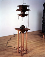 pagodawindowskull, 1993 / 
cast bronze and water / 
68 x 16 x 16 in (172.7 x 40.6 x 40.6 cm) /  
Private collection