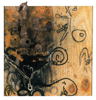 anymore (1-24) (31194-i), 1994 / 
mixed media on wood (charcoal, clay, enamel, acylex) / 
24 x 24 in (60.96 x 60.96 cm)

