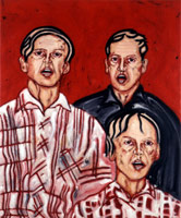 Study for the Meeting (PC9221) (Triple Portrait), 1992 / 
powdered pigment and acrylic on canvas / 
37 1/2 x 31 1/4 in (95.3 x 79.4 cm)