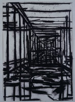 Tony Bevan / 
Corridor (TBv07-9), 2006 / 
      charcoal and acrylic on paper / 
      Paper: 47 3/4 x 33 3/4 in. (121.3 x 85.7 cm) / 
      Framed: 52 3/8 x 38 1/4 in. (133 x 97.2 cm)