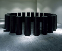 Untitled, 1996 / 
24 steel cylinders and water / 
overall dimensions variable / 
each cylinder 57 x 20 in (144.8 x 50.8 cm)