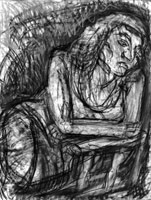 Leon Kossoff / 
Portrait of Cathy, 1992 / 
      charcoal and pastel on paper / 
      Paper: 40 x 30 in. (101.6 x 76.2 cm) / 
      Framed: 46 x 35 in. (116.8 x 88.9 cm) / 
      Private collection 