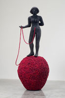 Alison Saar / 
Discord, 2009 / 
wool; steel; fiberglass; coal; styrofoam / 
104 x 40 x 40 in (264.2 x 101.6 x 101.6 cm) / 
Private collection 