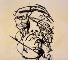 Tony Bevan / 
Self Portrait, 2009 / 
acrylic and charcoal on canvas / 
59 x 67 1/2 in (149.9 x 171.5 cm)