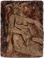 Leon Kossoff / 
Sally, 1987 / 
oil on board / 
24 1/2 x 18 3/4 in (62.2 x 47.6 cm) / 
Private collection
