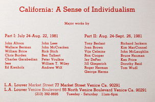 California: A Sense of Individualism Part I announcement, 1981