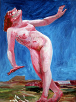 Prehistoric Figure, 1978 - 1980 / 
acrylic on panel / 
40 x 30 in. (101.6 x 76.2 cm)