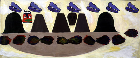 Dancing Parts, 1988 - 1993 / 
acrylic on paper / 
42 x 103 1/2 in (106.7 x 262.9 cm)
