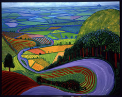 David Hockney / 
Garrowby Hill, 1998 / 
oil on canvas / 
60 x 70 in (152.4 x 177.8 cm) / 
Collection of the Museum of Fine Arts, Boston, MA
