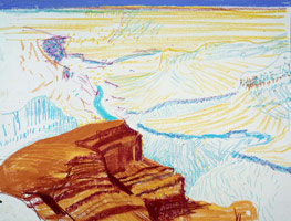 David Hockney / 
Study of the Grand Canyon XI, 1998 / 
oil pastel on paper / 
19 3/4 x 25 1/2 in (50.2 x 64.8 cm) / 
Private collection