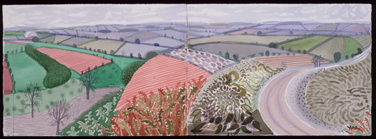 East Yorkshire. Spring Landscape, 2004 / 
      watercolor on paper (2 sheets) / 
      29 1/2 x 83 in. (74.5 x 210.8 cm) Framed: 32 3/4 x 85 7/8 in. (83.2 x 
      218 cm) / 
      Private collection