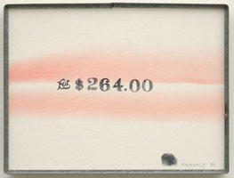 Edward Kienholz / 
For $264.00, 1974 / 
aquarelle and ink on paper / 
12 x 16 in (30.5 x 40.6 cm)
