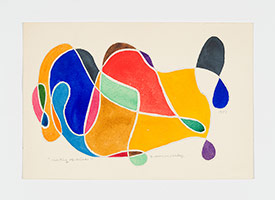 Frederick Hammersley / 
Meeting of friends, 1951 / 
watercolor on paper / 
6 1/2 x 9 3/4 in. (16.5 x 24.8 cm) / 
Private collection