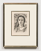 Henri Matisse / 
Jeune Fille aux Boucles Brunes, 1924 / 
lithograph / 
image: 7 1/2 x 5 1/4 in. (19 x 13.2 cm) / 
framed: 17 1/8 x 13 3/8 in. (43.5 x 34 cm) / 
Edition 62 of 100
