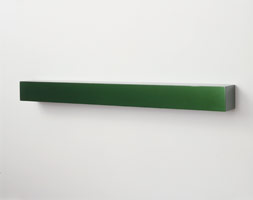 Gleena, 2000 / 
lacquer, polyester resin, fiberglass on plywood / 
4 1/2 x 48 x 5 1/2 in (11.4 x 121.9 x 14 cm) / 
Private collection
