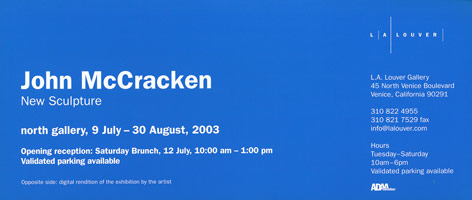 John McCracken announcement, 2003