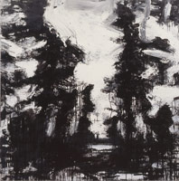 Landscape No. 586, 1999 / 
black ink, shellac and acrylic on panel / 
60 x 60 in (152.4 x 152.4 cm) / 
Private collection