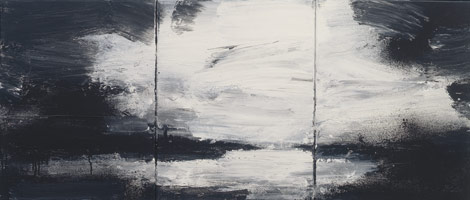 Landscape No. 595, 1999 / 
acrylic, black ink & shellac on canvas / 
18 x 42 in (45.7 x 106.7 cm) (fr) / 
Private collection