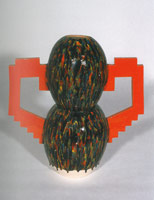Ken Price / 
Slab-Handled Vase, 1972 - 77 / 
Glazed ceramic / 
20 x 18 x 8 in (50.8 x 45.7 x 20.3 cm) / 
Private collection