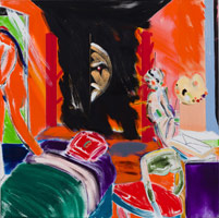 R.B. Kitaj / 
The Studio Where I Died, 2005 / 
      oil on canvas / 
      36 x 36 in. (91.4 x 91.4 cm) / 
      Private collection
