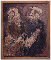 Leon Kossoff / 
Two Seated Figures, 1962 / 
oil on board / 
framed:  72 3/8 x 60 5/8 in (183.8 x 154 cm) / 
Private collection
