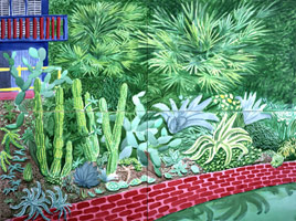 David Hockney / Cactus Garden IV, 2003 / 
watercolor on paper (4 panels) / 
36 1/4 x 48 in. (92.1 x 121.9 cm)