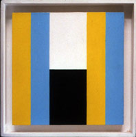 Frederick Hammersley / 
Triple Play, 1976-77 / 
oil on wood / 
7 x 7 in. (17.8 x 17.8 cm)