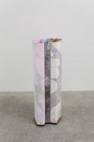 Richard Deacon / 
Housing 12, 2012 / 
Marbling on folded STPI handmade paper, constructed with magnet button / 
60 3/4 x 21 1/2 x 15 3/4 in. (154.3 x 54.6 x 40 cm)